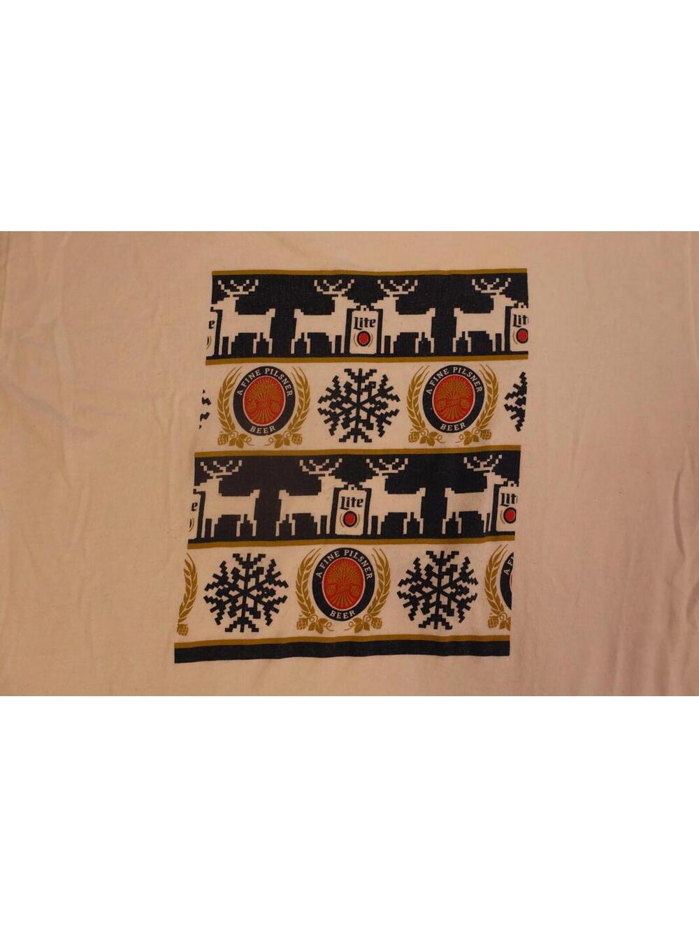 Miller Lite Ugly Sweater Shirt Medium Gildan y2k white